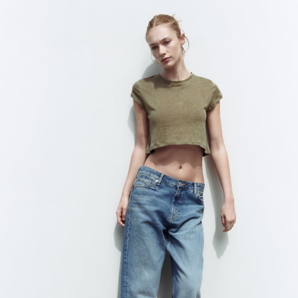 NWT Zara Linen Crop Top